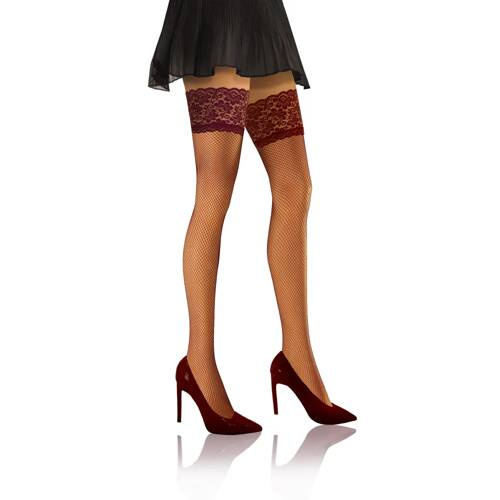 Brio Pończochy samonośne, kabaretki Sesto Senso- bordowy