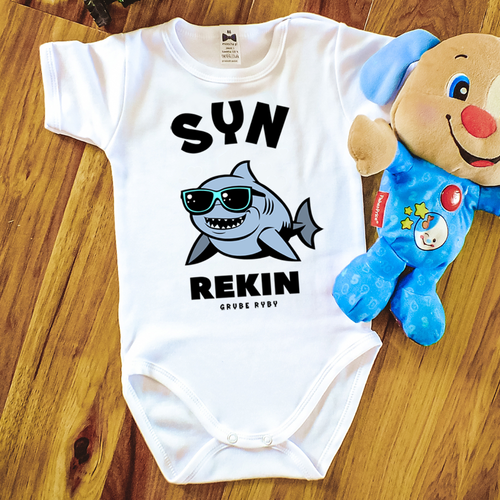 Body krótki rękaw "REKINY grube ryby" Moocha biały 