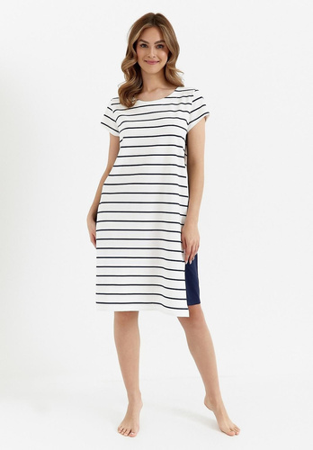 Cana 449 koszula damska ecru – z krótkim rękawem, bawełniana i elegancka na noc