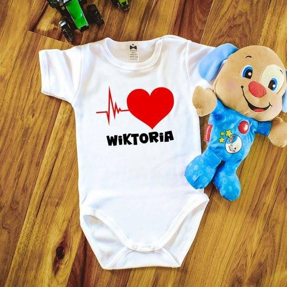 "Puls serca" body krótki rękaw Moocha czarny