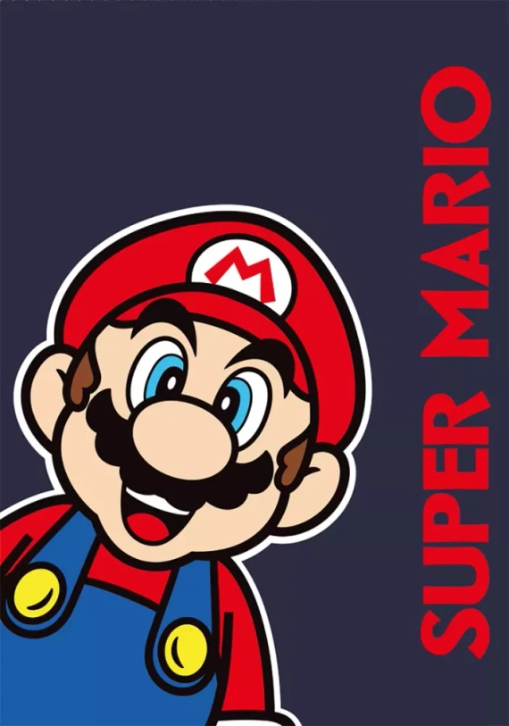 Kocyk polarowy pled dziecięcy Super Mario 028 Faro granatowy 