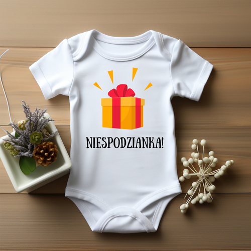Body "Niespodzianka z prezentem" krótki rękaw Moocha biały