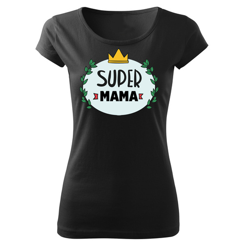 Koszulka damska "Super mama" Moocha czarny