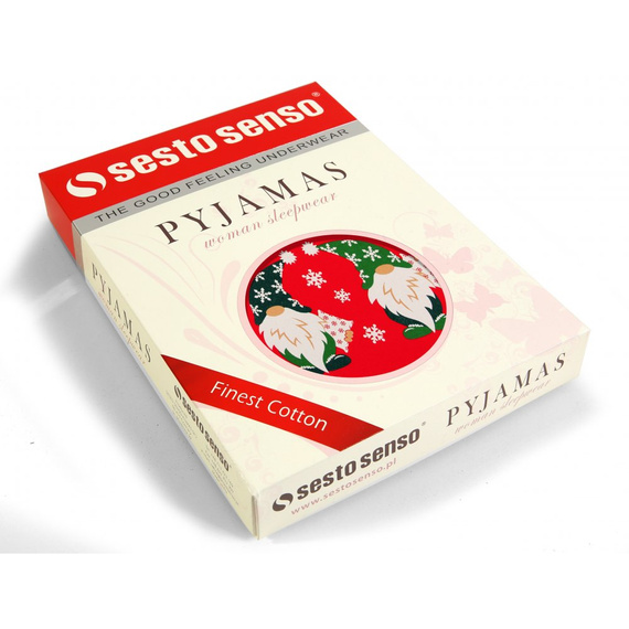 Piżama damska świąteczna 2576 Skrzat Sesto Senso czerwony