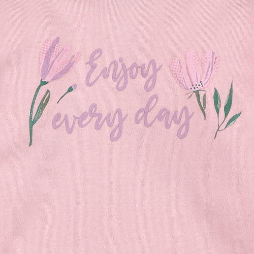 Body z bawełny organicznej Pink Flowers Nini różowy 