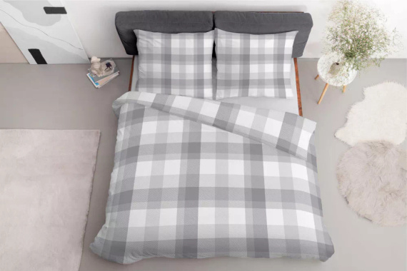 Pościel z mikrofibry kratka 5040 A Detexpol szary