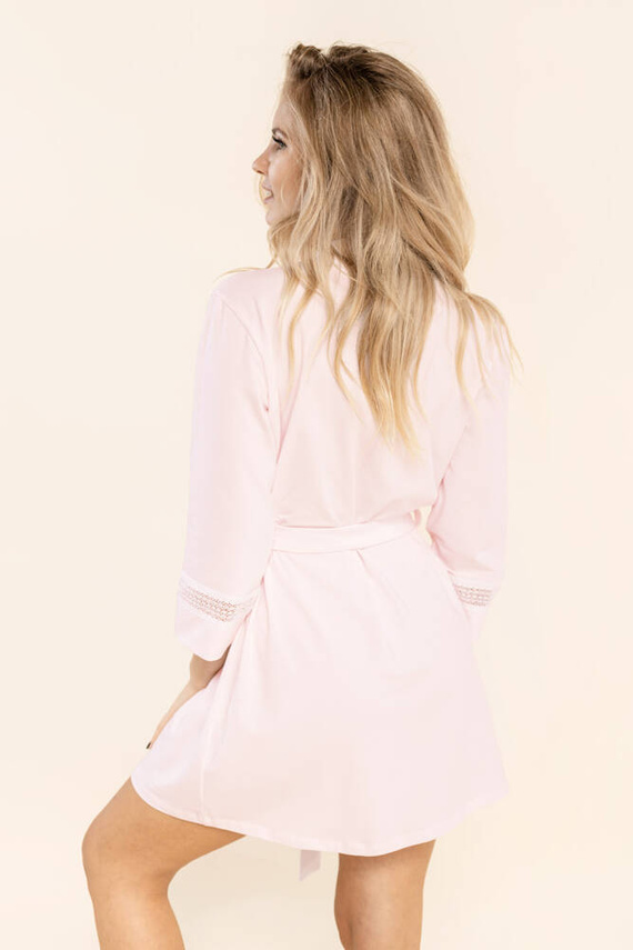 Szlafrok damski z koronką 48 Bonamera różowy