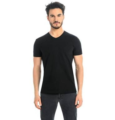 Teyli T-Shirt Męski Bawełniany Dany V- czarny
