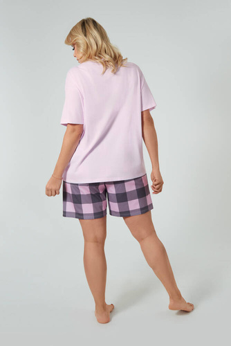 Piżama Damska krótki rękaw, spodenki Kayo Italian Fashion - róż/druk 