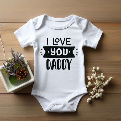 Body krótki rękaw "I love You DADDY" Moocha biały