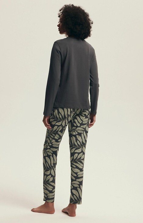 Bawełniana piżama damska Henderson Danna 43685 grey – długi rękaw i spodnie