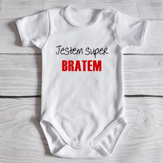 Body krótki rękaw "Jestem super bratem " Moocha białe