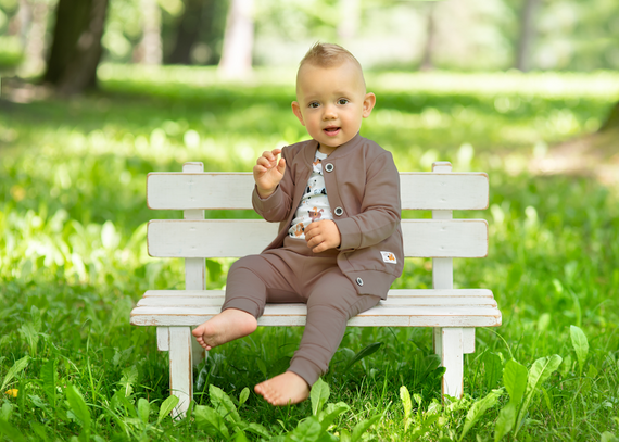 Bluza dresowa z bawełny organicznej Psiaki Nini brązowy