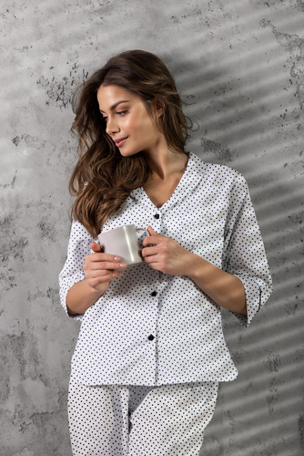 Piżama damska rozpinana Ms. President Momenti Per Me white