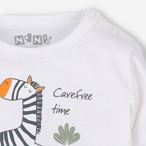 Body z bawełny organicznej Zebra Nini ecru