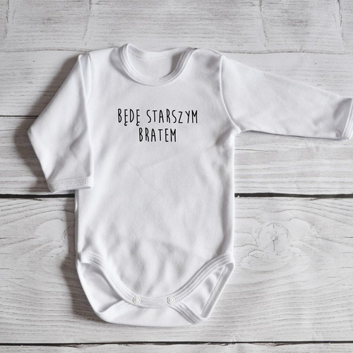 Body długi rękaw "Będę starszym bratem" Moocha białe