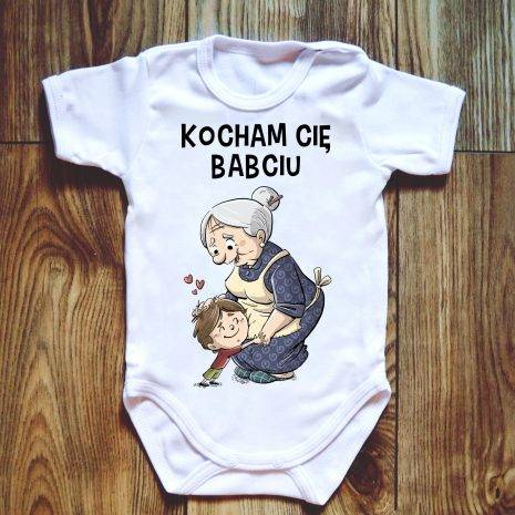 Body krótki rękaw "Kocham Cię Babciu"" Moocha biały 
