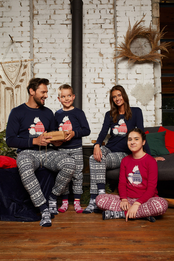 Piżama dziecięca długi rękaw, spodnie Arktyka Italian Fashion - granat