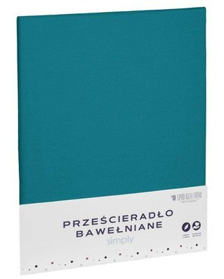 Prześcieradło bawełniane jednobarwne Simply Spod Igły i Nitki turkusowy