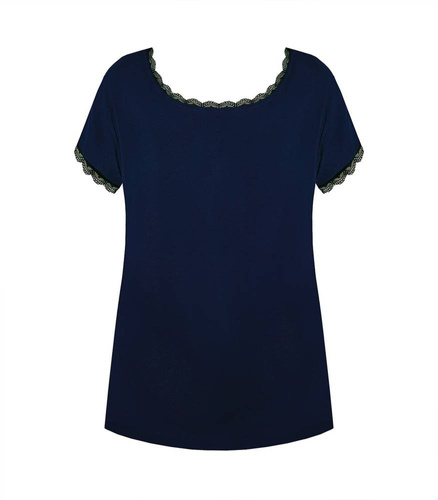 Margot Mix&Match Koszulka Piżamowa Gładka Nipplex - granatowy