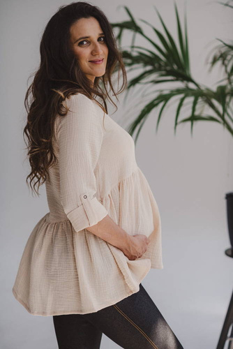 Tunika z muślinu organicznego Mother Nature Milk&Love piaskowa