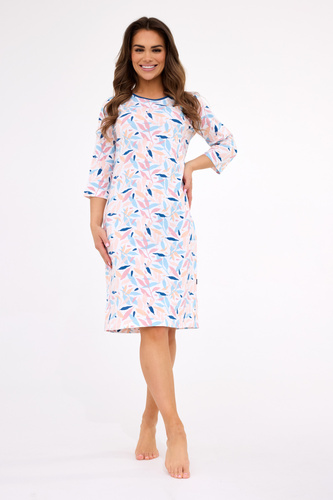 Damska koszula nocna Cornette Hannah 2 464/457 – bawełna, rękaw 3/4, wzorzysta, wygodna