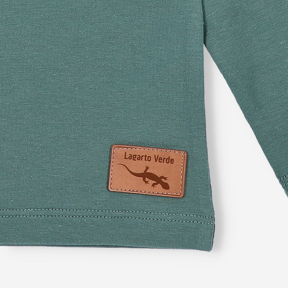 Lagarto Verde bluzka dla chłopca z długim rękawem zielona– bawełniana, wygodna, trwała