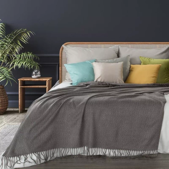 Koc pleciony z frędzlami Akryl 5 Eurofirany stalowy