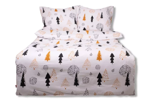 Pościel flanelowa świąteczna choinki bombki F-87 Matex biały 
