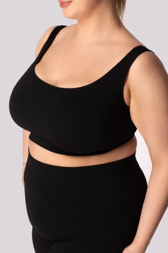 Top biustonosz sportowy Ribbed prążek Mona czarny