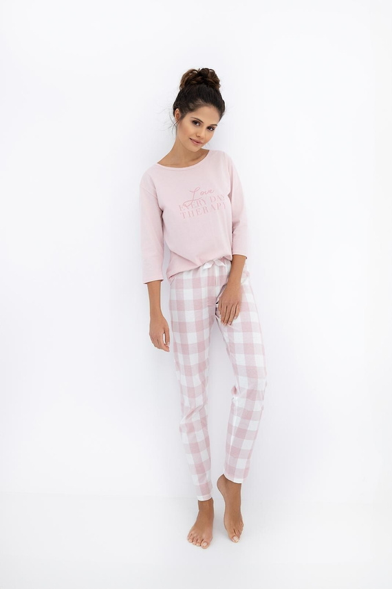 Sensis Annabelle – Piżama damska z bawełny | Koszulka + flanelowe spodnie