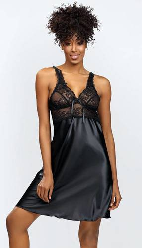 Halka satynowa Chika koszulka damska DKaren - czarny