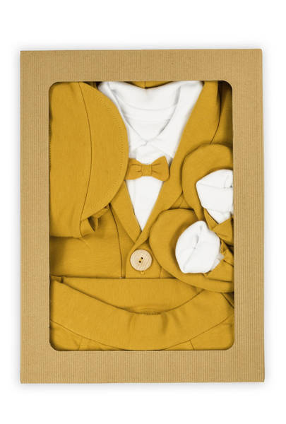 169404 Mix Komplet 5-częściowy nadruk Nicol - musztardowy