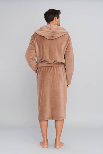 Szlafrok męski z kapturem Mimas Italian Fashion- camel 