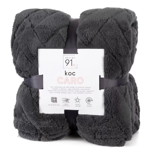 Koc narzuta z mikrofibry Caro Designe91 stalowy