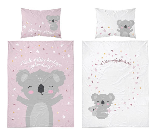 Pościel bawełniana do łóżeczka 3955 B Mayamoo 105 miś koala Detexpol różowy 
