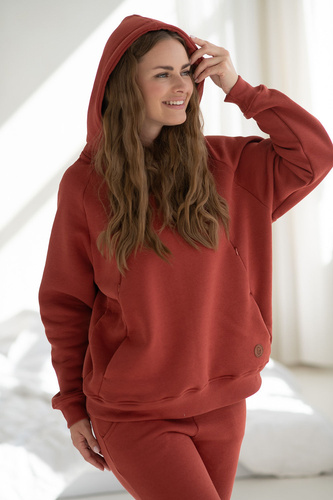 Motherhood Milk&Love – bluza ciążowa oversize z zamkami do karmienia, chili oil, bawełna z meszkiem