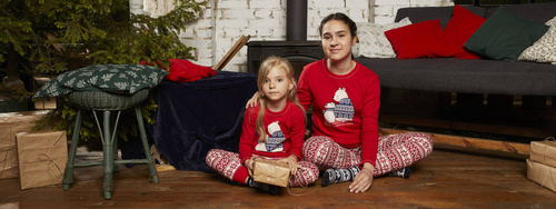 Piżama dziecięca długi rękaw, spodnie Arktyka Italian Fashion - czerwony/druk