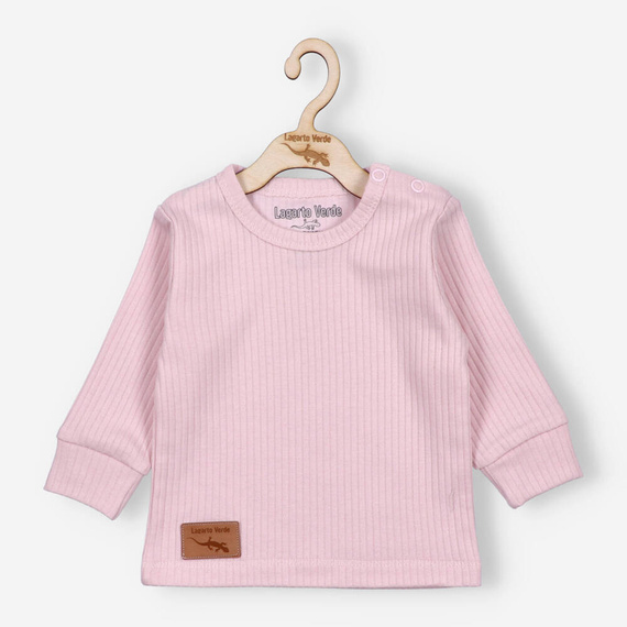 Bluzka z dzianiny prążkowej Lagarto Verde - różowy