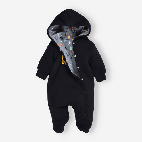 Kombinezon z bawełny organicznej Alfabet Nini czarny