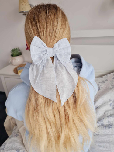 Lniana kokarda do włosów KGN16 Marija - błękit