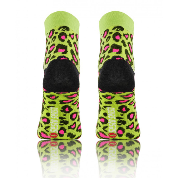 Cętki Panterka Skarpety krótkie finest cotton dwie różne Sesto Senso zielony