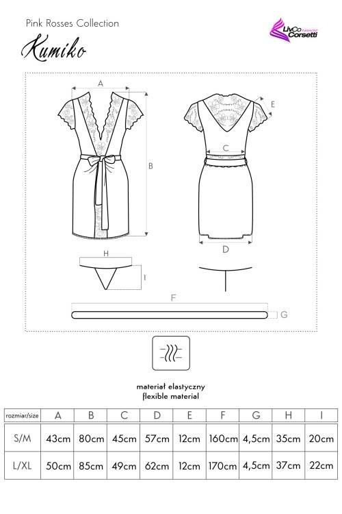 Szlafrok damski Kumiko LC 90428 Pink Rosses Collection LivCo Corsetti