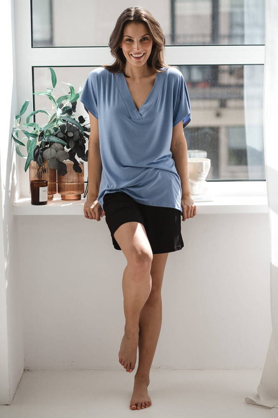 Bambusowe spodnie od piżamy ciążowej krótkie Moon Milk&Love czarny