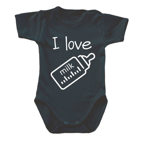 Body krótki rękaw "I love milk" Moocha czarny