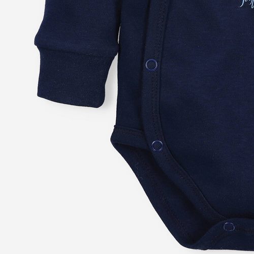 Body kopertowe z bawełny organicznej Samoloty Nini granatowy