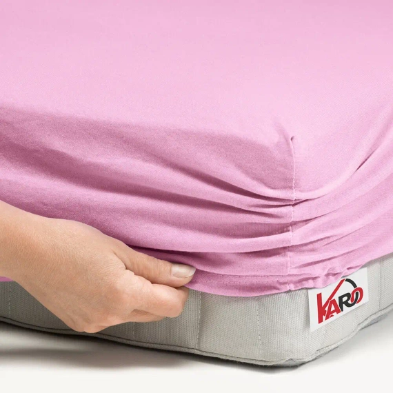 Prześcieradło Jersey z gumką KARO - jasny róż