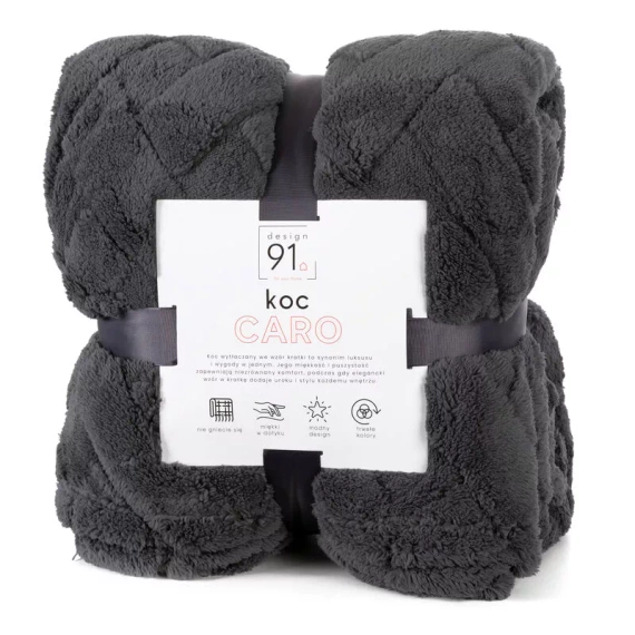 Koc narzuta z mikrofibry Caro Designe91 stalowy