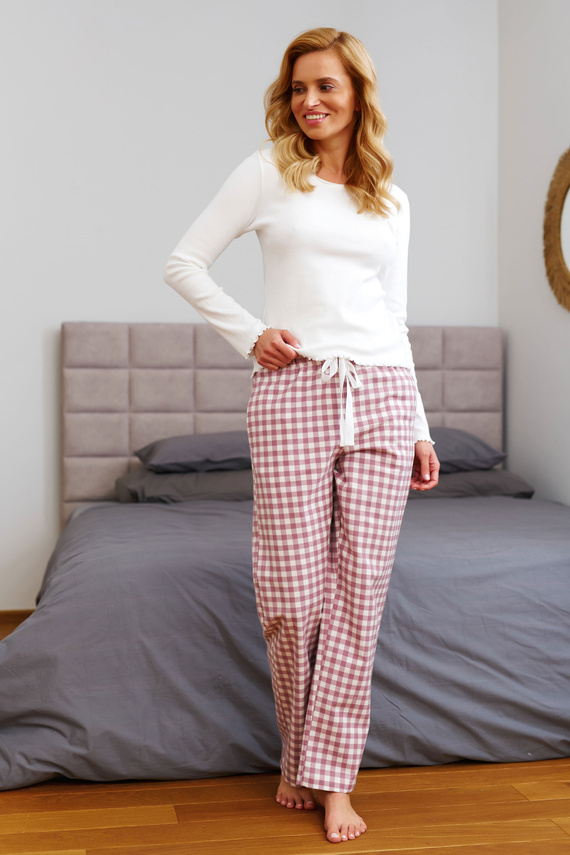 Bawełniana piżama damska w kratkę – Doctor Nap 7302