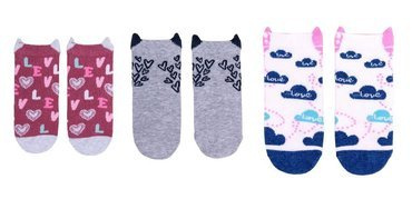 Skarpetki dziewczęce z silikonem SK-65 3D Girl  YO! mix kolor